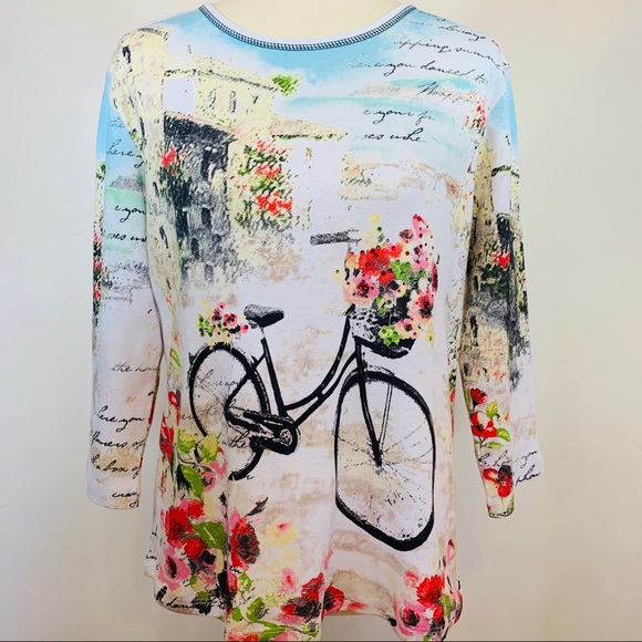 Jess & Jane Tops - Jess & Jane “Bicycle” 3/4 Sleeve Women’s Top
